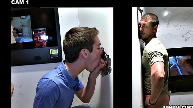 Straight amateur sucked at gloryhole by gay