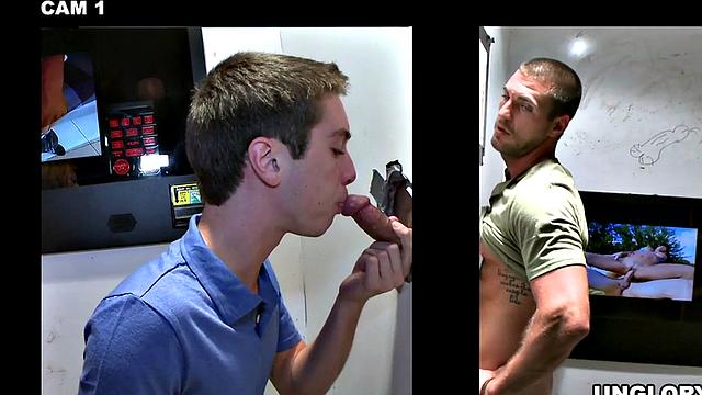 Straight amateur sucked at gloryhole by gay