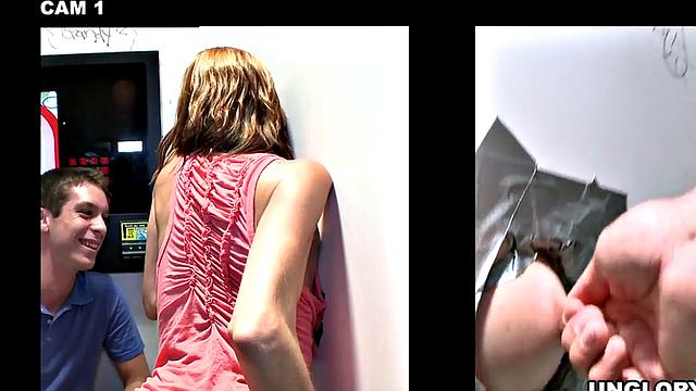 Straight amateur sucked at gloryhole by gay