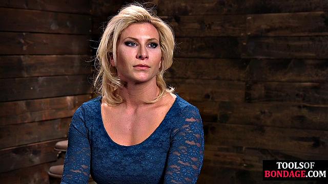 Tied up blonde pussyfucked with toy