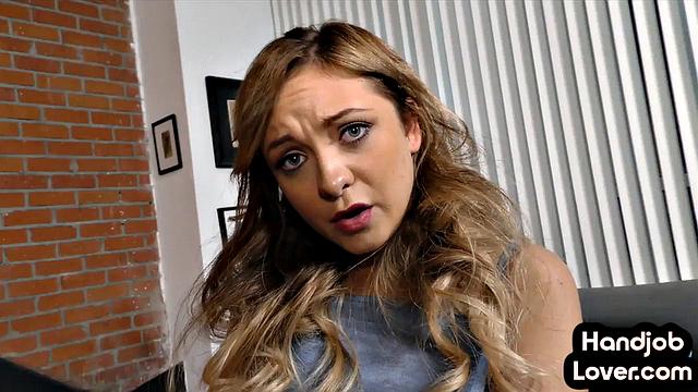 Big babe gives passionate handjob