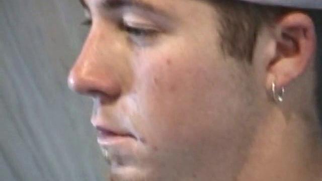 Cory Woodall watches a porn video near his skateboard. The camera takes us on a tour of Cory's body, which looks cuter than ever. When viewed from the floor up, this boy's balls are huge.