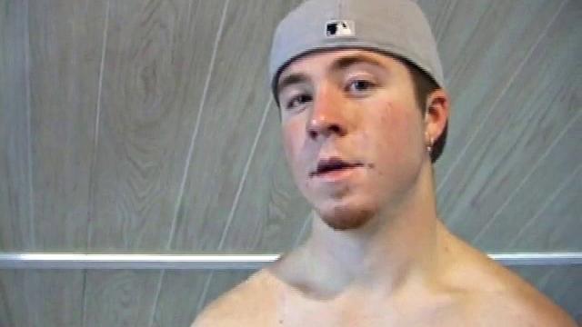 Cory Woodall watches a porn video near his skateboard. The camera takes us on a tour of Cory's body, which looks cuter than ever. When viewed from the floor up, this boy's balls are huge.