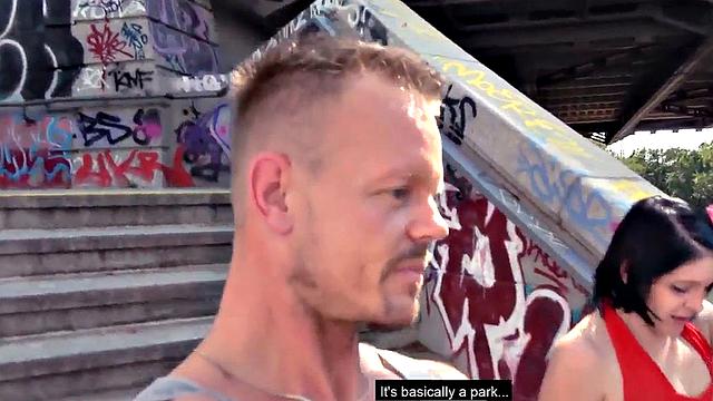 Public squirty lady POV fucked outdoors by sex date