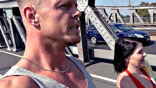 Public squirty lady POV fucked outdoors by sex date