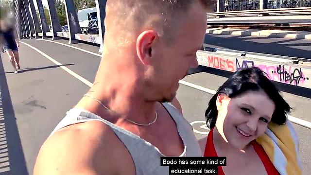 Public squirty lady POV fucked outdoors by sex date