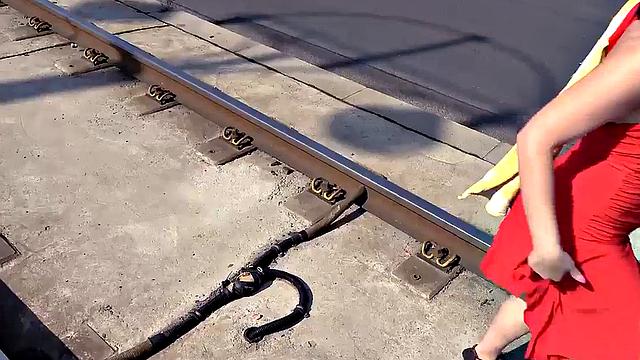 Public squirty lady POV fucked outdoors by sex date