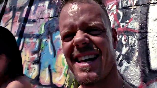 Public squirty lady POV fucked outdoors by sex date