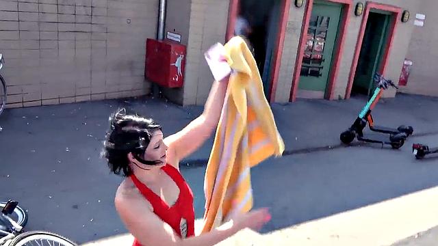 Public squirty lady POV fucked outdoors by sex date