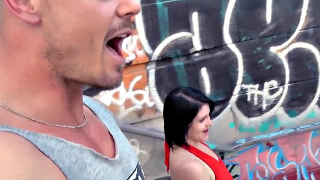 Public squirty lady POV fucked outdoors by sex date