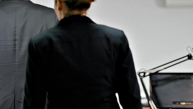 Busty secretary smashed in toilet during ATM action