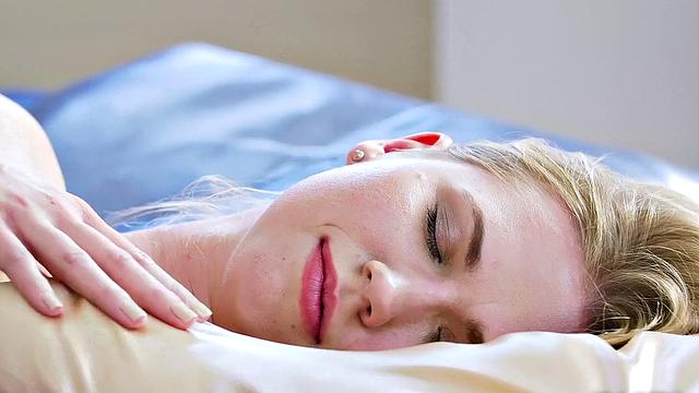 Watch Satin Skin's tight blonde pussy get fingered up close and personal in panties