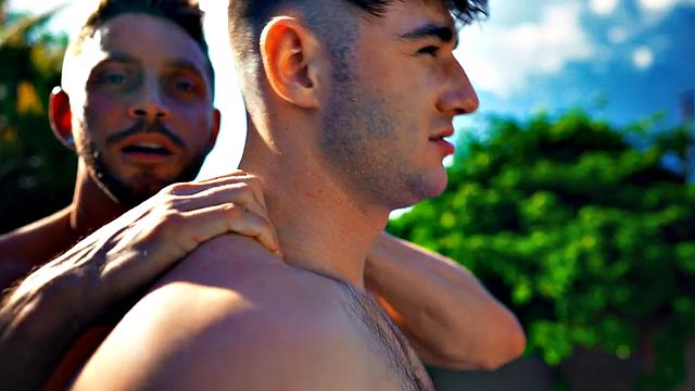 Horny stepbrother with nice abs rides jock at home.