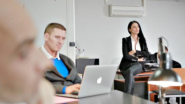 Classy babe gets analfucked by colleague