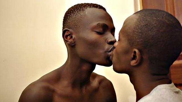 African twink cockriding BF's dick