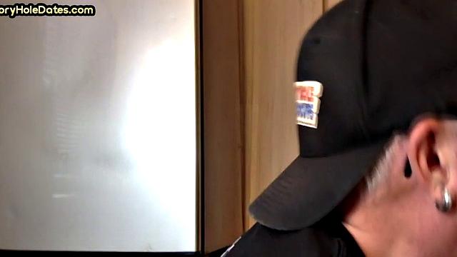 Mature gay sucks gloryhole cock in homemade closeup