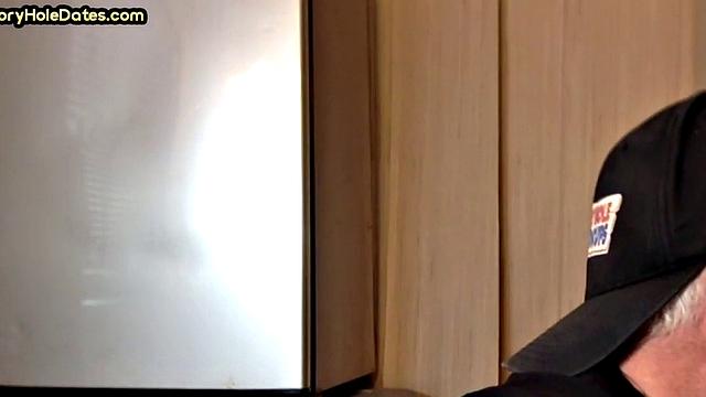 Mature gay sucks gloryhole cock in homemade closeup