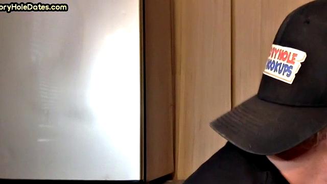 Mature gay sucks gloryhole cock in homemade closeup