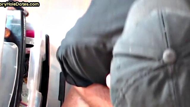 Mature gay sucks gloryhole cock in homemade closeup