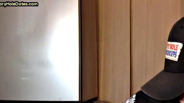 Mature gay sucks gloryhole cock in homemade closeup