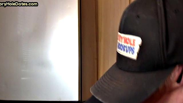 Mature gay sucks gloryhole cock in homemade closeup