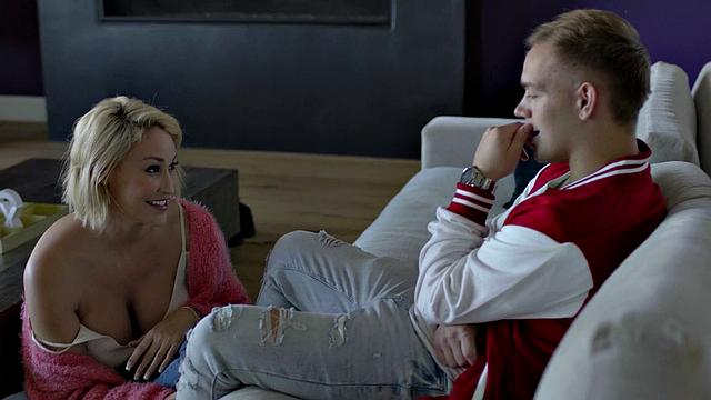 Big-titted stepmom teaches stepson to fuck