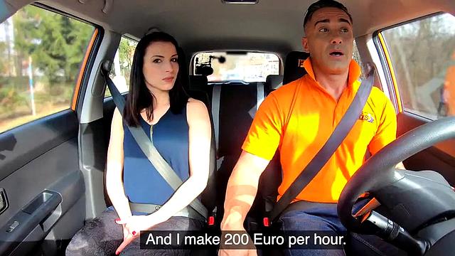 Nervous Driving MILF Spoils Instructors Cock