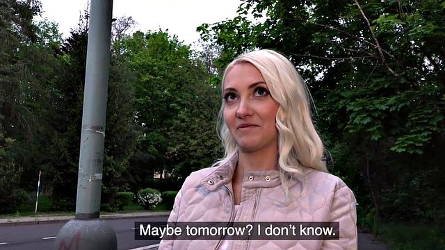 Blonde eurobabe rides and sucks POV dick for money