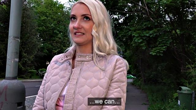 Blonde eurobabe rides and sucks POV dick for money