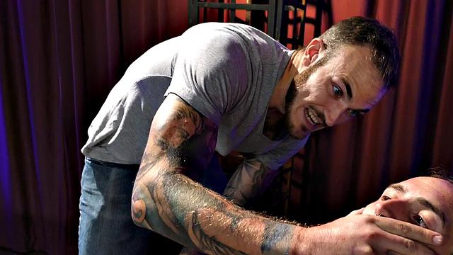 Mesmerized crossdresser in fishnets fucks inked BF till he cums