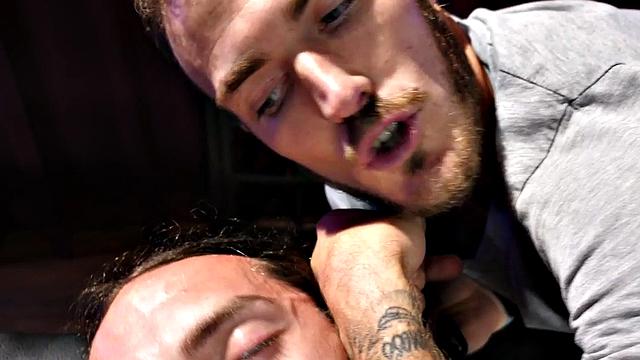 Mesmerized crossdresser in fishnets fucks inked BF till he cums