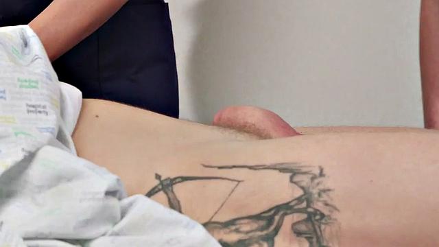 CFNM uniformed nurses jerk and suck patient in group