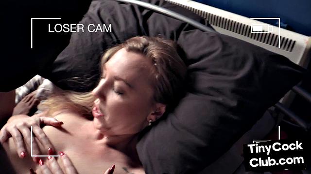 SPH British femdom jerks small pathetic cock in locker room