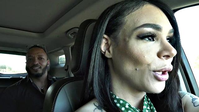 TS cockhungry babe smashed in 3some after car ride