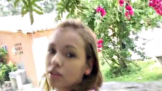 Teen takes big black cock outdoors