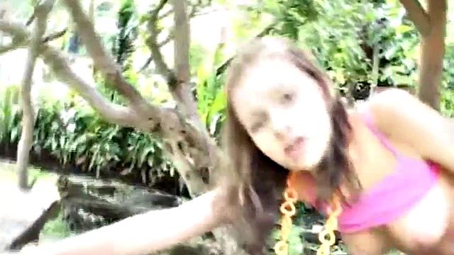 Teen takes big black cock outdoors