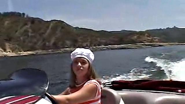 Little April shows off her solo skills in public by fingering her tight pussy