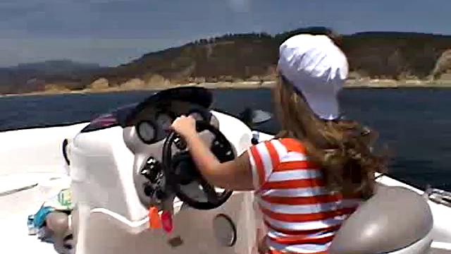 Little April shows off her solo skills in public by fingering her tight pussy