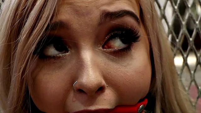 Naughty nurse drills tight blonde ass with strapon & fingers