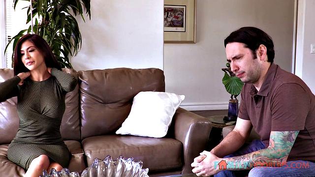 Heather Vahn takes a "Deep Tissue" massage from her stepbrother