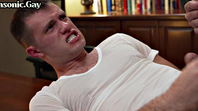 Suited mature gay fucks and rims stud in office