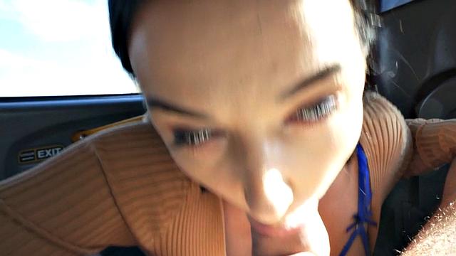 21yo cab babe passionately pounded by driver in car