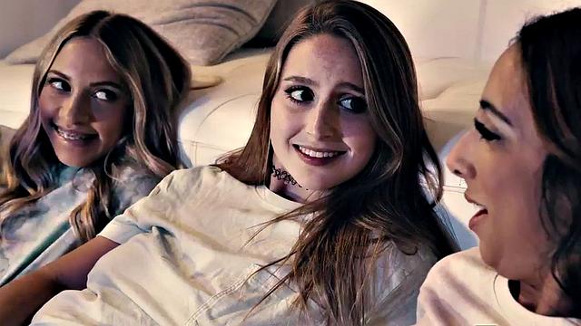 Naughty lesbians love playing in 3some while fingering