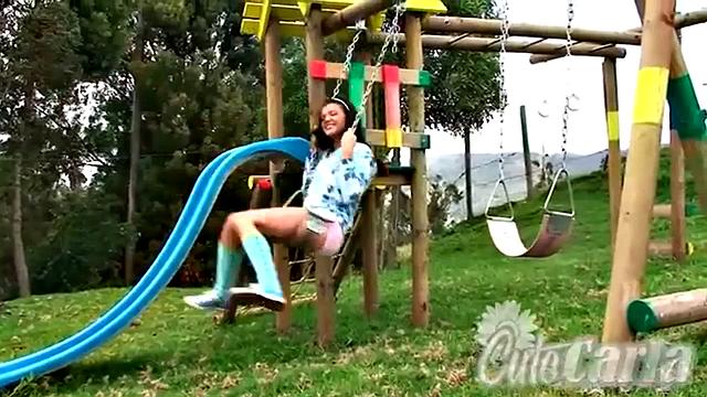 Hot Cute Carla Teases Naked in Playground Outdoor