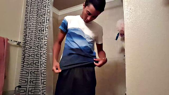 Hung Latin Shower Jacking