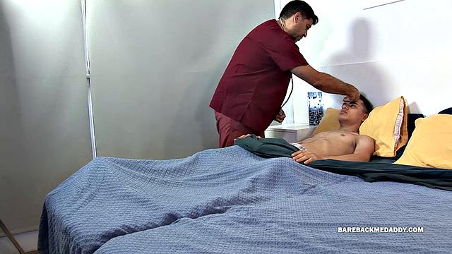 Felix is in bed and not feeling well, when Dr. Ferdinand comes in to check on the Latin boy. As the exam progresses, the mature doctor cannot resist the slim and smooth young man and soon he has the boy's big uncut in hand.
