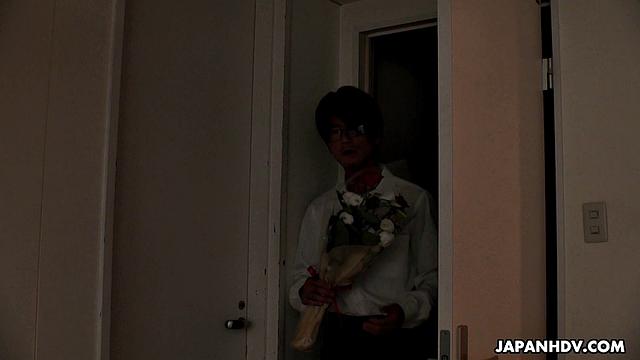 Spoiled Madoka Adachi refuses flowers and gets cock and cum
