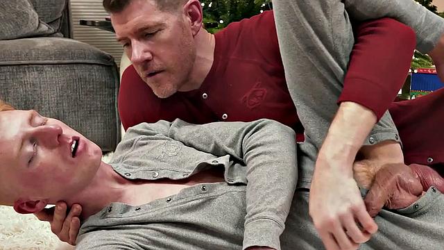 Stepdad bareback fucks ginger stepson for Xmas