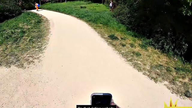 Outdoor German skank pussyfucked in POV by sex date