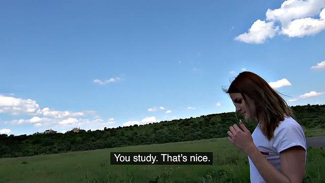 Athletic babe with natural tits seduces for a POV woods fuck with her tight pussy